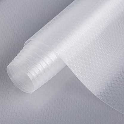 HooTown Shelf Liner Kitchen Cabinet Drawer Mats 23.6 Inch Wide x 32.8 Feet Long, Non Slip EVA Plastic Water Resistant Pad for Bathroom Drawers,Shoe Shelves, Under Sink, Clear - color: Dots Pattern Transparent, size: 23.6"W x 393.7"L