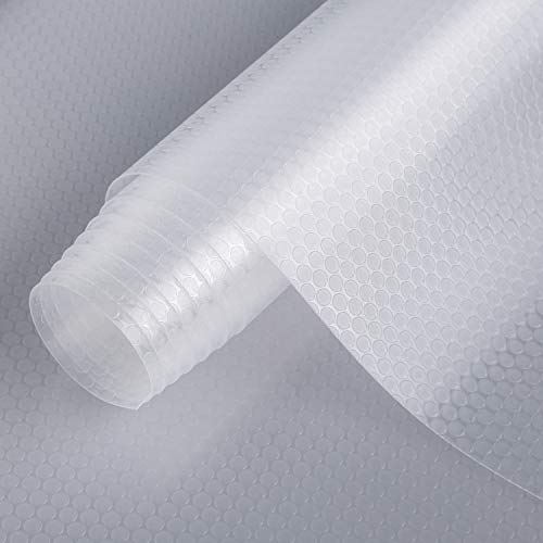 HooTown Refrigerator, Fridge, Freezer Shelf Liner and Drawer Mats 17.5 Inch Wide x 6.5 Feet Long, Non Slip EVA Plastic Washable Waterproof Pads for Kitchen Cabinet, Pantry Closet, Cupboard, Clear - color: Dots Pattern Transparent, size: 17.5"W x 78.7"L