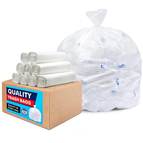 Tasker 64-65 Gallon Clear Trash Bags Heavy Duty, Recycling Bag (Huge 120 Count) 60 Gallon Clear Extra Large Recycling Garbage Bags - size: 1 Count (Pack of 120)