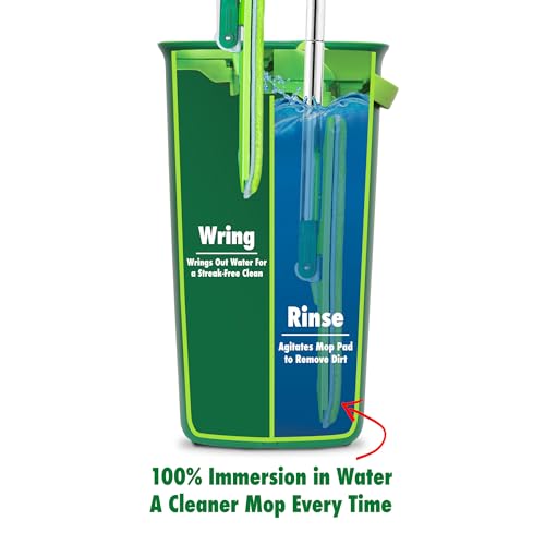 Libman Rinse 'n Wring Mop and Bucket System | Microfiber Floor Mop | Hardwood Floor Cleaner | Wet & Dry Mop | Clean & Dirty Water Chambers | Power Blades | 1 Total Microfiber Pad - style: 1 Pad