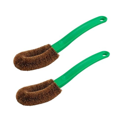Kamenoko Jump - Japanese Kitchen Scrub Brushes with Handle - Set of 2 - Green - Cleaning Brush for Kitchen, Bath, and Shoes - Made in Japan