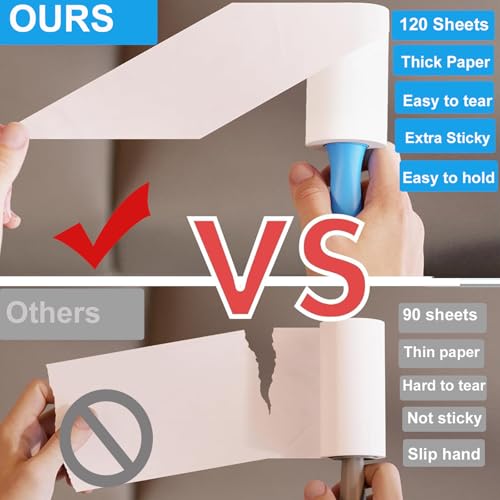 Lint Rollers for Pet Hair Extra Sticky- Lint Brush for Clothes, Furniture, Carpet,Car, Floor,Bed-Pet Hair Roller for Dog Cats Hair Removal- Reusable Handle and Refills (Large(2 Handle+ 6 Refills)) - size: large(2 handle+ 6 refills)