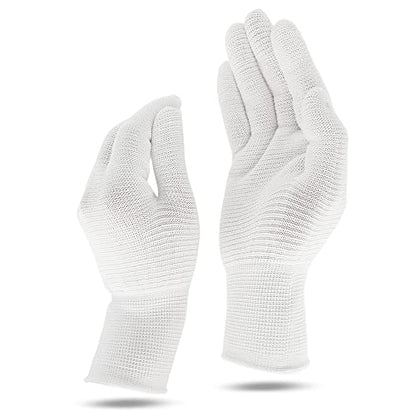 Youneedthat Nitrile Glove Liners for Eczema, 20-Count Aerosilver Safety Gloves with Non-Slip Grip, White (S, M, L) Food Prep - size: Large (Pack of 10)