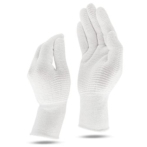 Youneedthat Nitrile Glove Liners for Eczema, 20-Count Aerosilver Safety Gloves with Non-Slip Grip, White (S, M, L) Food Prep - size: Large (Pack of 10)