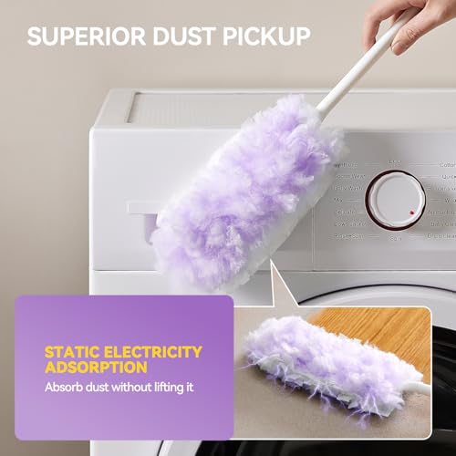 30 Count Duster Refills with 1 Handle, Heavy Duty Microfiber Feather Duster, Disposable Multi Surface Duster Kit, Household Cleaning Tool for Pet Hair, Home, Office, Blind, Furniture - color: 1 Short Handle + 30 Refills