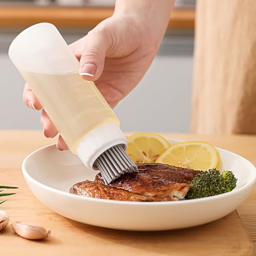 Food - Grade Silicone Oil Brush Bottle | Soft Heat - Resistant, Reusable Basting Tool With Scale, Outdoor Grill Oil Dispenser | Kitchen Squeeze Bottle, Non - Shedding (175ml 2pcs) - size: 175ml 2pcs