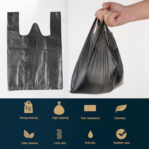 0.5 Gal Trash Bags,Mini Strong Garbage Bags for Mini Desktop Trash Can,300 Counts,with Handle,Black