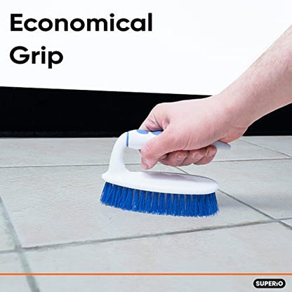 Superio Cleaning Scrub Brush with Stiff Bristles and Comfort Grip Handle,Blue 2 Pack Heavy-Duty Household Utility Scrubber for Kitchen, Bathroom, Shower, Sink, Toilet