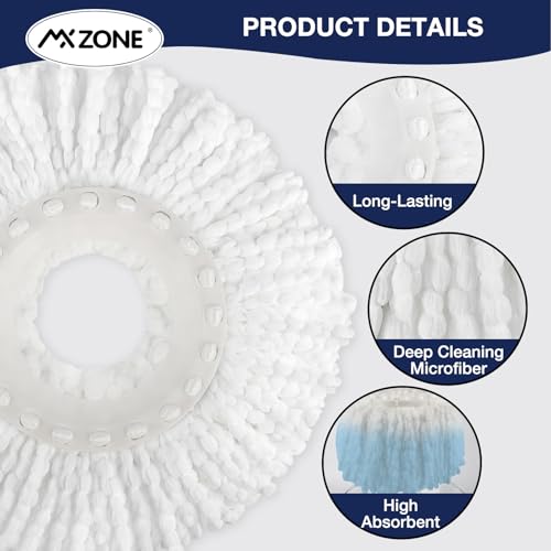 Spin Mop Replacement Head 5 Pack Magic Mop Refill for Hurricane 360° Systems, Microfiber Spin Mop Head, Round Shape Standard Universal Size - size: 5 Count (Pack of 1)