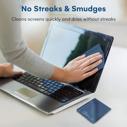 Care Touch Eyeglass Cleaning Cloth - 12 Pack of Microfiber Cleaning Cloth for Glasses, Lenses, Phones and Screens - Large, Lint-Free, Reusable and Scratch-Free - 6 x 7 Inches - Navy - color: Navy, style: 12 Count