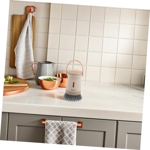 Dishwashing Brush with Soap Dispenser Transparent Kitchen Scrub Brush for Pots Pans and Sinks Efficient Soap Dispensing Gentle Surfaces Sturdy Design for Easy Cleaning
