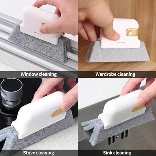 Window Track Cleaner Brush, Groove Cleaning Brush 2 in 1 Cleaner Tool Grip Brush for Window lides Gaps Tile Lines Shutter Car Vents,Yellow - color: Yellow