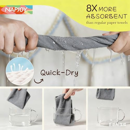 Napjoy Microfiber Cleaning Cloth Roll, 75PK Easy Tear Away Reusable Paper Towels, 12" x 12", Lint-Free and Scratch-Free with Patented Fiber Technology Microfiber Towel Roll, Grey - color: Gray