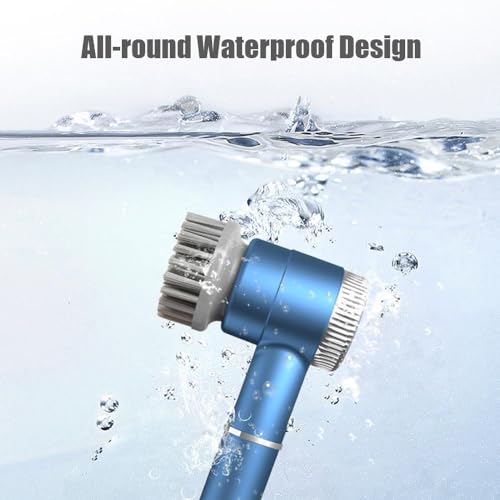 DONGKER Electric Spin Scrubber,3 Speeds Adjustment Handheld Electric Scrubber with 5 Replaceable Brush Heads for Floor Tub Tile Kitchen Car - color: Blue