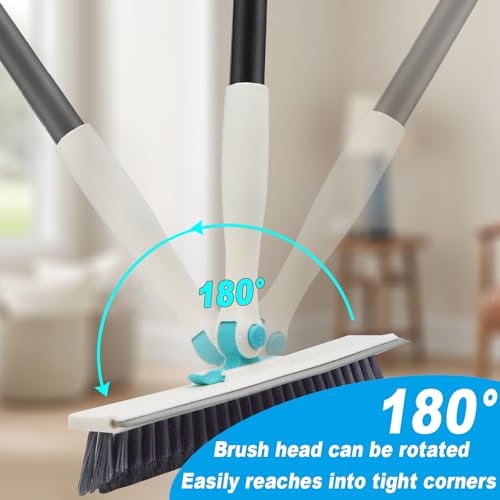 Grout Brush with Long Handle V Shape Floor Scrub Brush Stiff Bristle Grout Scrubber for Cleaning Bathroom Garage Kitchen Wall Tub Tile (1, White) - color: White