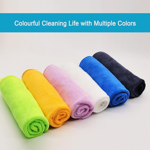 Microfiber Cleaning Cloth for Kitchen Housekeeping Dish Electronics Dust Rags Thick Lint Free Car Wash DryingTowel (12"x12") Green-6 Pack - color: Green