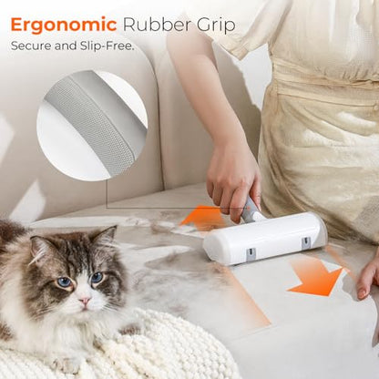 Reusable Pet Hair Remover Roller for Dog & Cat Hair – Lint Roller for Couch, Furniture, Carpet, Clothes & Car – Self-Cleaning Dog Hair Lint Roller and Cat Hair Remover for Home - color: Grey & White