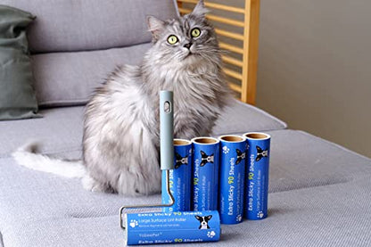 Extra Sticky Large Surface Lint Roller, 6.3'' Giant Lint Roller for Pet Hair, Lint Remover Roller for Cat Hair, Clothes, Furniture, 1 Handle + 270 Sheets, with Dust-Proof Case - style: 1 Roller + 2 Refills (With Dust-Proof Cover)