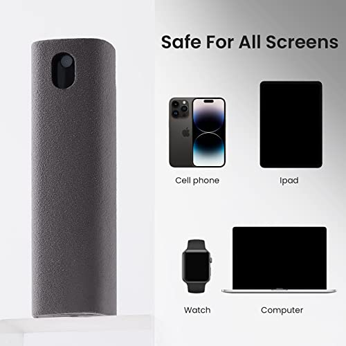 YTT Touchscreen Mist Cleaner, Screen Cleaner, for All Phones, Laptop and Tablet Screens,Two in One Spray and Microfiber Cloth (White and Gray) 2Pack - color: White and Grey