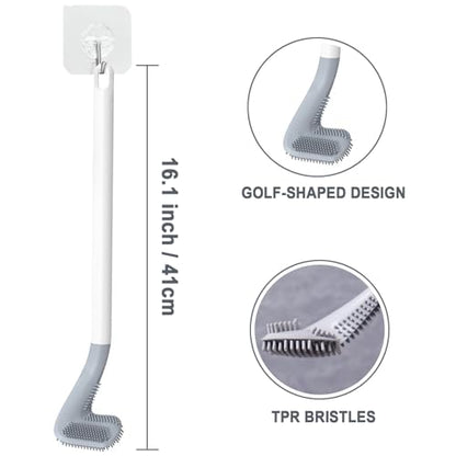 Toilet Brush, Deep Cleaner Silicone Toilet Brushes with Long Handle, Toilet Rim Corner Crevice and Tile Grout Groove Gap Cleaning Brush for Home, Bathroom, Shower, Small Spaces