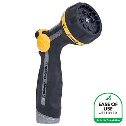 Melnor 65188AMZ RelaxGrip Metal Nozzle, Multi-Pattern, Arthritis Foundation Ease of Use Certified, Quick Connect Bundle, Black, Yellow - size: 8-Pattern, style: Thumb Control