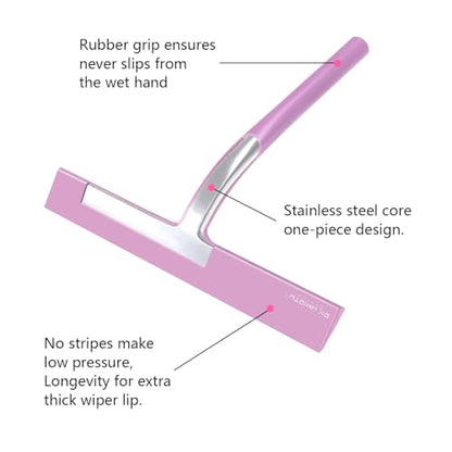 Silicone Rubber Blade Shower Squeegee 9" in Width Window & Car Squeegee - Pink - color: Pink, size: 9 Inches