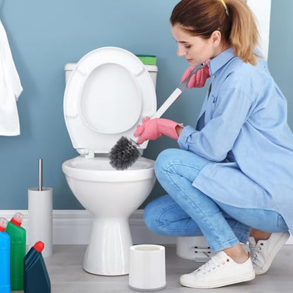 Patelai 12 Pack 18.12 Inch Toilet Bowl Brush and Holder for Bathroom Toilet Bowl Brush Scrubber with Caddy Set for Deep Cleaning (White)