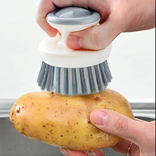 Dish Scrub Brush,Ergonomic Grip Palm Brush,Kitchen Scrub Brushes for Cleaning, Dish Scrubber with Stiff Bristles for Sink, Pots, Pans (2P Grey) - color: 2p Grey