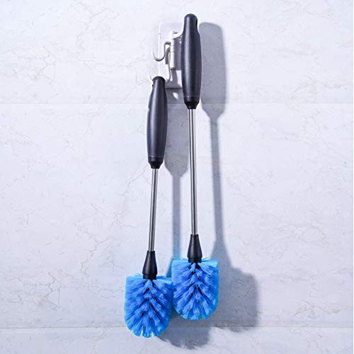 MOSOLAN Stainless Steel Bottle Brush with Replaceable Head, 2 Pack Long Handle Scrubbing Brush for Water Bottles, Glasswares, Mugs, Flasks, Tumblers, Vases, and Kitchen Sink, Blue, 13 in - color: Blue, size: 13 Inch (Pack of 2)