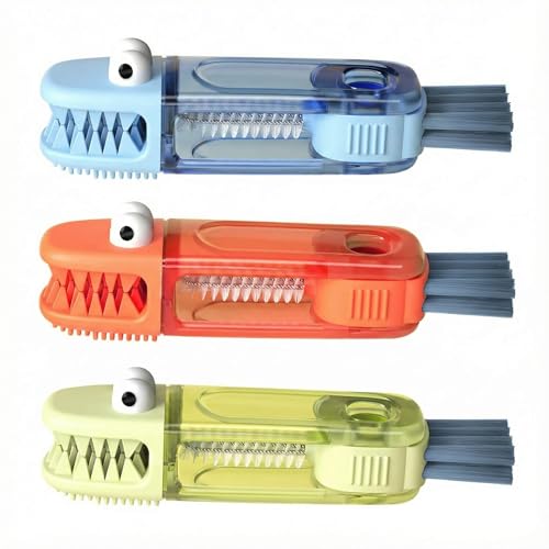3 in 1 Cup Lid Cleaning Brush, 360° Rotating Bottle Brush for Water Bottles, Multifunctional Crevice Cleaner for Tumblers Kitchen (Crocodile) - color: Crocodile