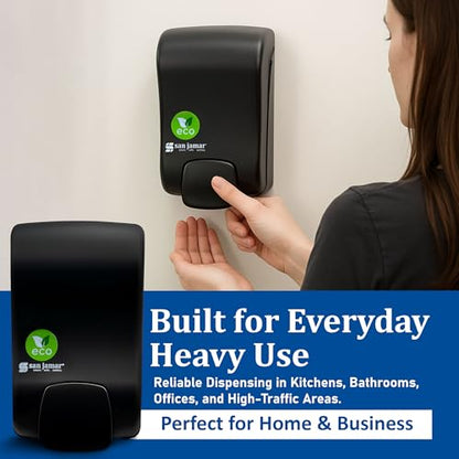 San Jamar Ecologic Rely Recycled Plastic Wall Mounted Manual Foam Soap Dispenser with Zero Waste for Home and Business, 900 Ml, Black - size: 1