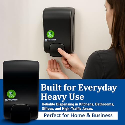 San Jamar Ecologic Rely Recycled Plastic Manual Foam Soap Dispenser, Sanitizer Dispenser, Wall Mounted Dispenser with Zero Waste for Home and Business, 900 Ml, Black, (Pack of 6) - size: 6