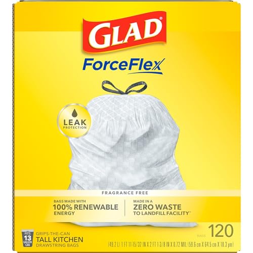 CLO78564 - Glad ForceFlex Tall Kitchen Drawstring Trash Bags - size: 120 Count (Pack of 1)