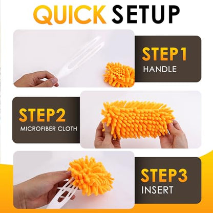 Redones Dusters for Swiffer - Reusable Duster Refill Compatible with Swiffer Hand Duster(8 Pack+1Handle), 360 Heavy Duty Dusters Refills - size: 8PCS+1Handle