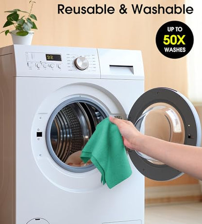 KitchLife Microfiber Cleaning Cloth Roll - Tear-Away Reusable Microfiber Paper Towels, Lint-Free, Washable, 20 Sheets for Kitchen, Car, Dishes, and Sensitive Surfaces (Emerald Green) - color: Emerald Green