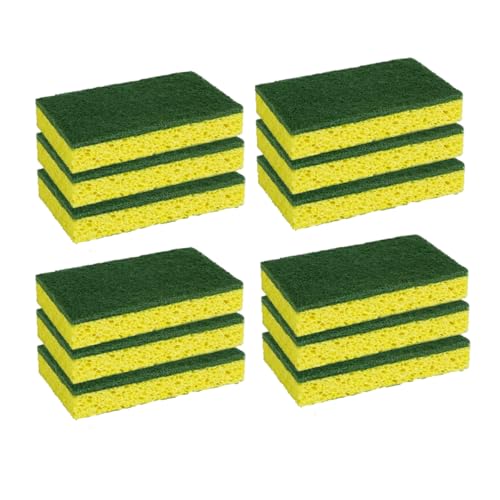 CELOX Sponges Kitchen, Cleaning Sponge for Dish, Yellow, 12 Pack - color: Green and Yellow - F