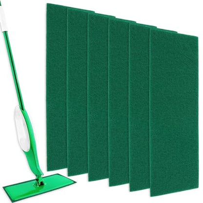 KEEPOW 6 Pack Scrub Mop Pads Replacement Compatible with Libman Freedom Spray Mop, Mop Scrubber Attachment for Floor Cleaning, Fit for Rubbermaid and Turbo & Other 18 Inch Microfiber Mops - color: Dark Green, 6 Pack
