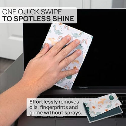 Microfiber Wholesale Quick Cloth Glasses Cleaning Cloths–5x7 Dinosaurs 2-Pack with Case | Double-Sided Lens Cleaner for Eyeglasses, Camera, Screens & Glass | Reusable Microfiber Glass Polishing Cloths - color: Dinosaurs, size: 5"x7"