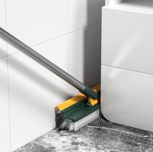 Scalable Cleaning Brush with Long Handle V-Shape Stiff Bristle Bathroom Scrubber Shower Cleaner Brush Tub Tile Scrub Brush for Bathroom Bathtub Toilet Kitchen Household Must Haves Cleaning Supplies