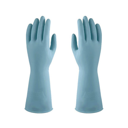 Durable Tendon Skin-Friendly Cleaning Cloths - Reusable Waterproof,Non-Slip Household Dishwashing Rubber Gloves - color: Blue, size: Large