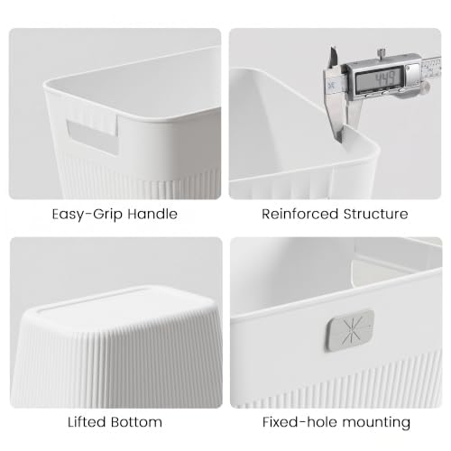JOYMOOP Slim Trash Can 3-Pack, 2.2 Gallon Plastic Wastebasket for Bathroom, Bedroom, Office, Kitchen with 4 Rolls Bags, White - color: White, size: 3 pcs Waste Baskets+ 4 Rolls of Trash Bags