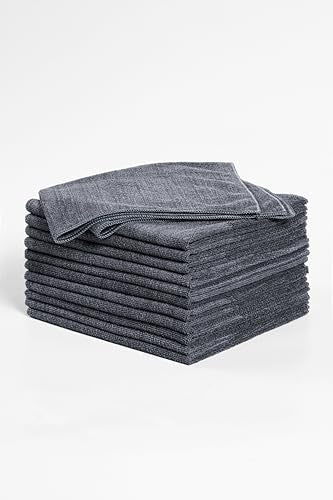 Rosyn Premium 420 GSM Microfiber Cloth Black 16x16 Inches - Luxury Scratch-Free Detailing Towel for Cars, Yachts, Boats & Watches - Ultra Soft, Lint-Free, Highly Absorbent (Large, 12, Count) - size: Pack of 12