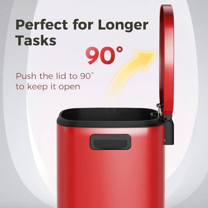ELPHECO LPHECO Kitchen Trash Can with Lid Soft Close, 13 Gallon / 50L Stainless Steel Pedal Garbage Can, Heavy-Duty Step Wastebasket with 20 Bags, Removable Bucket, Home Office, Kitchen, Scarlet Red - color: Scarlet Red