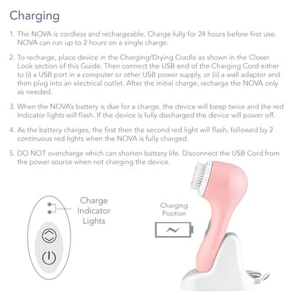 Spa Sciences - NOVA - Sonic Cleansing Brush with Bristles & Infusion System – Anti-Aging Facial Exfoliating, Waterproof, and USB Rechargeable