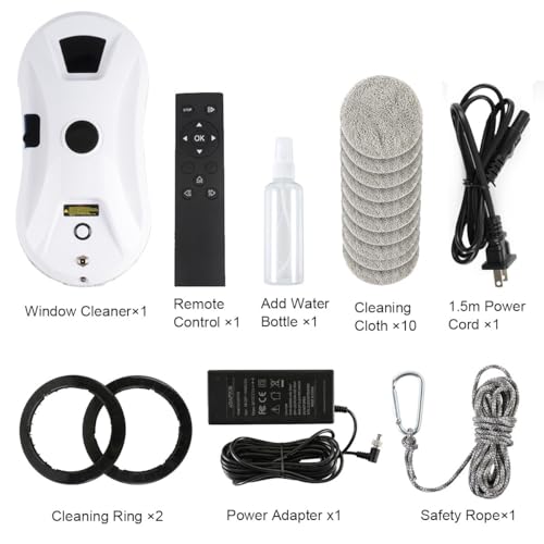 Window Cleaner Robot with Ultrasonic 5600PA Auto Water Glass Cleaning Automatic Smart Robot Cleaner,Window Vacuum Cleaner with Control Windows/Tiles/Class Door Indoor Outdoor - color: Silver