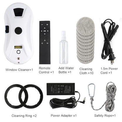 Window Cleaner Robot with Ultrasonic 5600PA Auto Water Glass Cleaning Automatic Smart Robot Cleaner,Window Vacuum Cleaner with Control Windows/Tiles/Class Door Indoor Outdoor - color: Silver