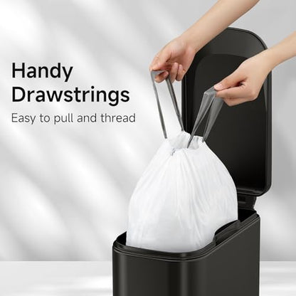 TIPGO 5 Gallon Trash Bags Drawstring, Pre-Cut Strong Wastebasket Bin Liners, White Garbage Bags for Home, Office, Bathroom (Code E, 240 Count) - color: 5gal-240