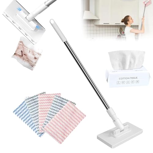 Expanlarge Mop, Clip to Grip Mop, Snap Grip Mini Mops, Cleaning Mopes, No-Touch Disposable Small Mopes,Retractable Gap Dust Cleaner Flat Mops with Locking Head & Sweeping Cloths,40inch Locking Handle - color: 1*mop+5*cloth