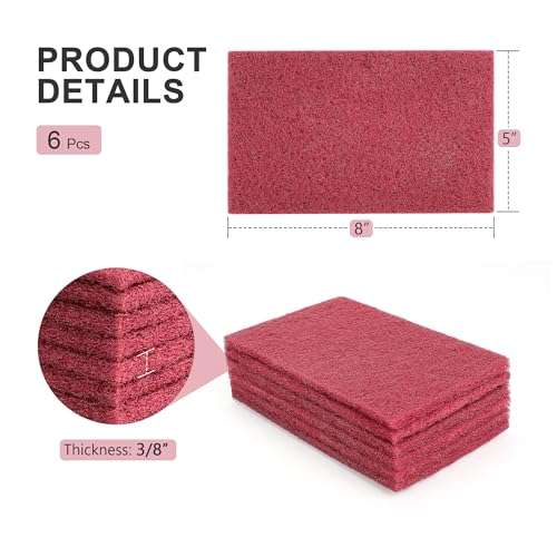 5" x 8" Scuff Pad Maroon 6 Pack - Scuffing, Scouring, Sanding, Paint Primer Prep Adhesion Scratch - Surface Preparation Automotive Car Auto Body Woodworking 7447 - color: Maroon, size: 6 pcs (5" x 8")