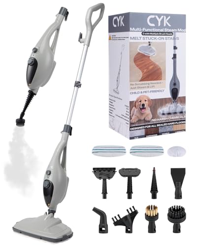 CYK Steam Mops for Floor Cleaning, 12 in 1 Handheld Steam Cleaner for Home, Floor Steamer for Hardwood Floors and Tile(Grey-grey) - color: Grey-grey